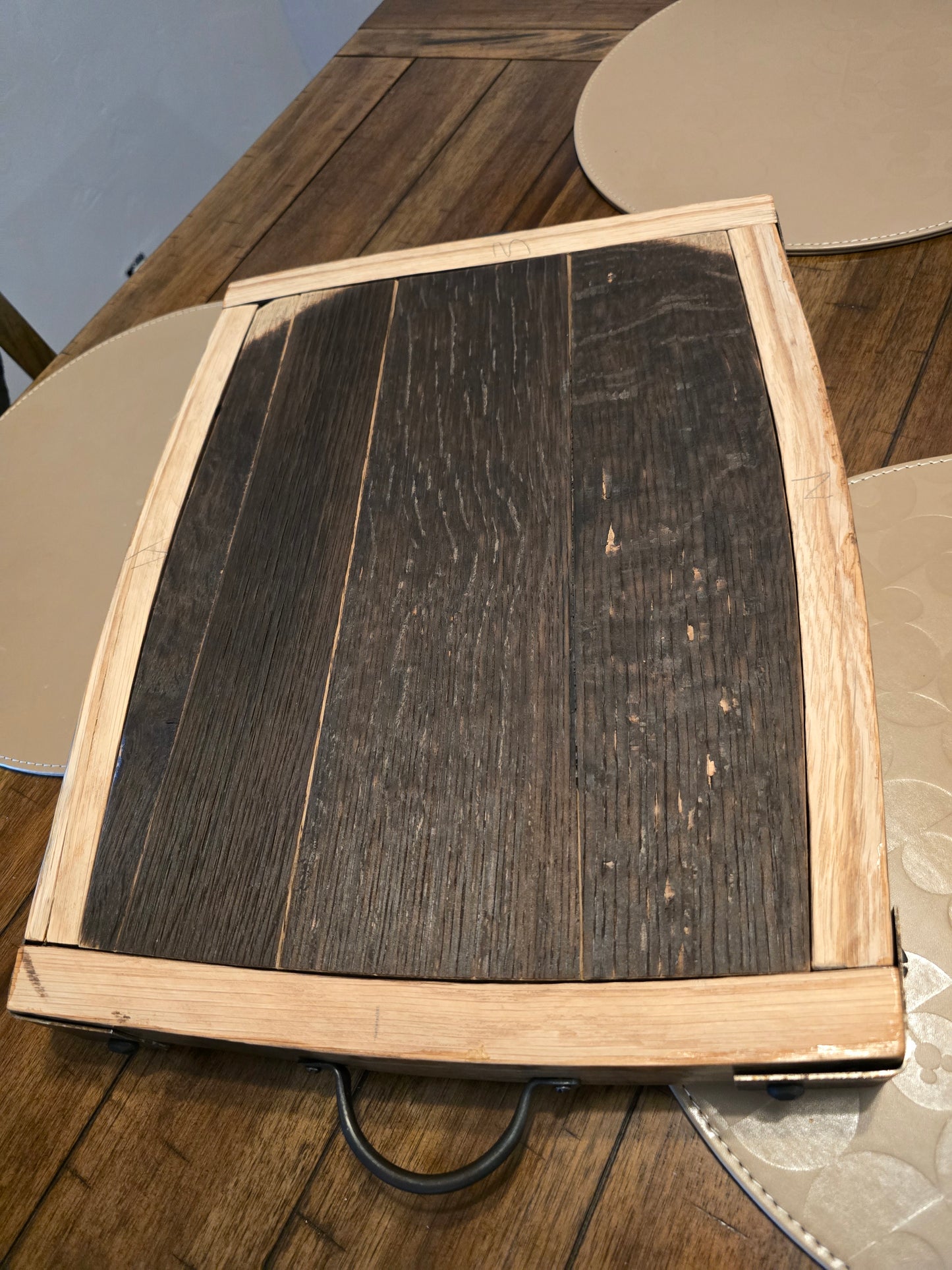 Whiskey bourbon barrel tray