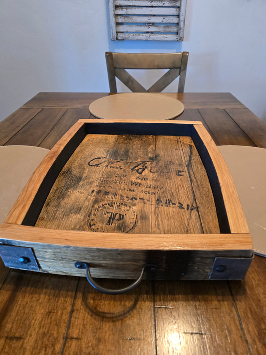 Whiskey bourbon barrel tray