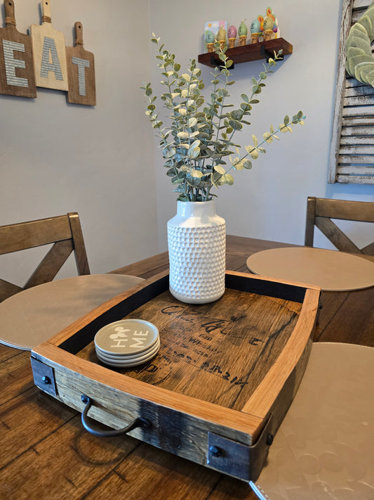 Whiskey bourbon barrel tray